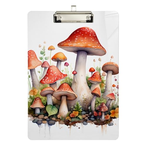 Klemmbrett aus Acryl, Pilzform, A4-Letter-Größe, Standard-Klemmbrett, silberfarbenes Klemmbrett, ideal für Studenten, Büro, Schule, Krankenschwestern, 31,8 x 21,6 cm Klemmbrett aus Acryl, Pilzform, A4-Letter-Größe, Standard-Klemmbrett, silberfarbenes Klemmbrett, ideal für Studenten, Büro, Schule, Krankenschwestern, 31,8 x 21,6 cm von FJQWKLF