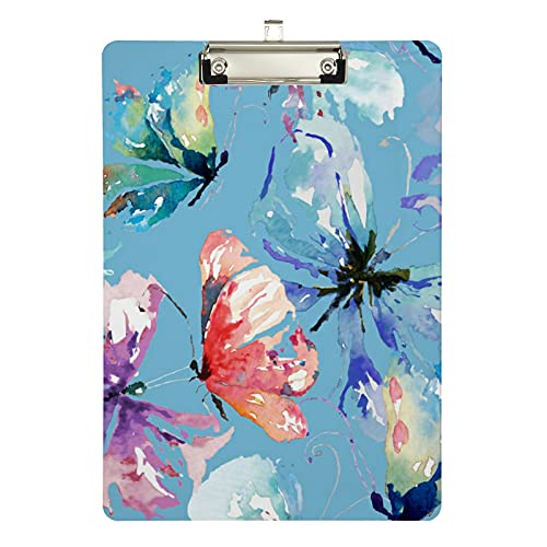 Klemmbrett aus Acryl, Schmetterling, Aquarell, A4, Briefgröße, Standard-Klemmbrett, silberfarbenes Klemmbrett, ideal für Studenten, Büro, Schule, Krankenschwestern, 31,8 x 21,6 cm Klemmbrett aus Acryl, Schmetterling, Aquarell, A4, Briefgröße, Standard-Klemmbrett, silberfarbenes Klemmbrett, ideal für Studenten, Büro, Schule, Krankenschwestern, 31,8 x 21,6 cm von FJQWKLF