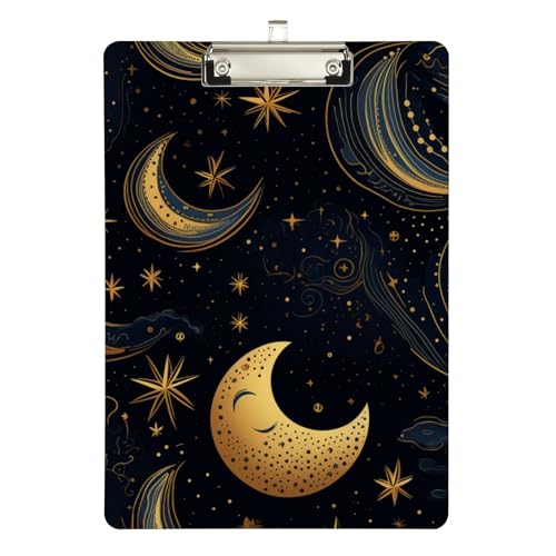 Klemmbrett aus Acryl, Tribe, Mond und Sterne, Schwarz, A4, Briefgröße, Standard-Klemmbrett, silberfarbenes Klemmbrett, ideal für Studenten, Büro, Schule, Krankenschwestern, 31,8 x 21,6 cm Klemmbrett aus Acryl, Tribe, Mond und Sterne, Schwarz, A4, Briefgröße, Standard-Klemmbrett, silberfarbenes Klemmbrett, ideal für Studenten, Büro, Schule, Krankenschwestern, 31,8 x 21,6 cm von FJQWKLF