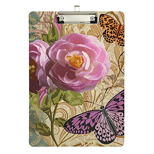 Klemmbrett aus Acryl, Vintage-Stil, Fers Butterfly, A4-Letter-Größe, Standard-Klemmbrett, silberfarbenes Klemmbrett, ideal für Studenten, Büro, Schule, Krankenschwestern, 31,8 x 21,6 cm Klemmbrett aus Acryl, Vintage-Stil, Fers Butterfly, A4-Letter-Größe, Standard-Klemmbrett, silberfarbenes Klemmbrett, ideal für Studenten, Büro, Schule, Krankenschwestern, 31,8 x 21,6 cm von FJQWKLF
