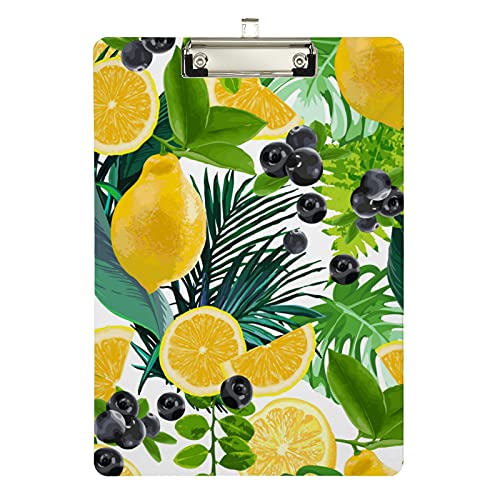 Klemmbrett aus Acryl, Zitronen, Beeren, tropische Blätter, A4-Letter-Größe, Standard-Klemmbrett, silberfarbenes Klemmbrett, ideal für Studenten, Büro, Schule, Krankenschwestern, 31,8 x 21,6 cm Klemmbrett aus Acryl, Zitronen, Beeren, tropische Blätter, A4-Letter-Größe, Standard-Klemmbrett, silberfarbenes Klemmbrett, ideal für Studenten, Büro, Schule, Krankenschwestern, 31,8 x 21,6 cm von FJQWKLF