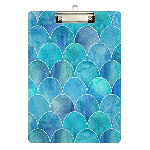 Klemmbrett aus Acryl, blaugrün, Fischschuppen, welle, A4-Letter-Größe, Standard-Klemmbrett, silberfarbenes Klemmbrett, ideal für Studenten, Büro, Schule, Krankenschwestern, 31,8 x 21,6 cm Klemmbrett aus Acryl, blaugrün, Fischschuppen, welle, A4-Letter-Größe, Standard-Klemmbrett, silberfarbenes Klemmbrett, ideal für Studenten, Büro, Schule, Krankenschwestern, 31,8 x 21,6 cm von FJQWKLF