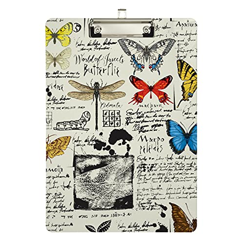 Klemmbrett aus Acryl, bunte Schmetterlinge, A4-Letter-Größe, Standard-Klemmbrett, silberfarbenes Klemmbrett, ideal für Studenten, Büro, Schule, Krankenschwestern, 31,8 x 21,6 cm Klemmbrett aus Acryl, bunte Schmetterlinge, A4-Letter-Größe, Standard-Klemmbrett, silberfarbenes Klemmbrett, ideal für Studenten, Büro, Schule, Krankenschwestern, 31,8 x 21,6 cm von FJQWKLF