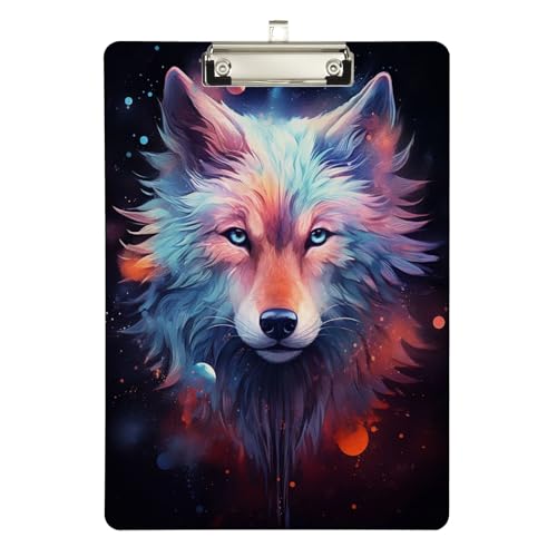 Klemmbrett aus Acryl, bunter Wolf, A4-Letter-Größe, Standard-Klemmbrett, silberfarbenes Klemmbrett, ideal für Studenten, Büro, Schule, Krankenschwestern, 31,8 x 21,6 cm Klemmbrett aus Acryl, bunter Wolf, A4-Letter-Größe, Standard-Klemmbrett, silberfarbenes Klemmbrett, ideal für Studenten, Büro, Schule, Krankenschwestern, 31,8 x 21,6 cm von FJQWKLF