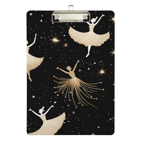 Klemmbrett aus Acryl, goldene Ballerinas, A4-Letter-Größe, Standard-Klemmbrett, silberfarbenes Klemmbrett, ideal für Studenten, Büro, Schule, Krankenschwestern, 31,8 x 21,6 cm Klemmbrett aus Acryl, goldene Ballerinas, A4-Letter-Größe, Standard-Klemmbrett, silberfarbenes Klemmbrett, ideal für Studenten, Büro, Schule, Krankenschwestern, 31,8 x 21,6 cm von FJQWKLF