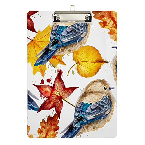 Klemmbrett aus Acryl, kleine Vögel und Blätter, A4-Letter-Größe, Standard-Klemmbrett, silberfarbenes Klemmbrett, ideal für Studenten, Büro, Schule, Krankenschwestern, 31,8 x 21,6 cm Klemmbrett aus Acryl, kleine Vögel und Blätter, A4-Letter-Größe, Standard-Klemmbrett, silberfarbenes Klemmbrett, ideal für Studenten, Büro, Schule, Krankenschwestern, 31,8 x 21,6 cm von FJQWKLF