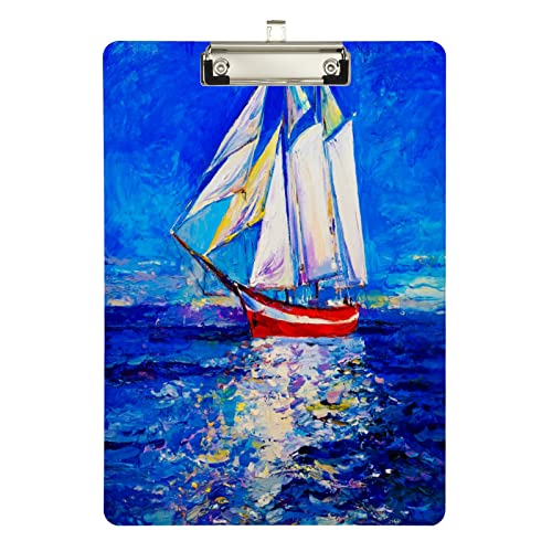 Klemmbrett aus Acryl, rotes Schiff und blauer Himmel, A4-Letter-Größe, Standard-Klemmbrett, silberfarbenes Klemmbrett, ideal für Studenten, Büro, Schule, Krankenschwestern, 31,8 x 21,6 cm Klemmbrett aus Acryl, rotes Schiff und blauer Himmel, A4-Letter-Größe, Standard-Klemmbrett, silberfarbenes Klemmbrett, ideal für Studenten, Büro, Schule, Krankenschwestern, 31,8 x 21,6 cm von FJQWKLF