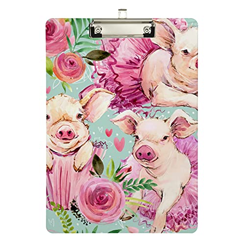 Klemmbrett aus Acryl, süßes Schwein, A4-Letter-Größe, Standard-Klemmbrett, silberfarbenes Klemmbrett, ideal für Studenten, Büro, Schule, Krankenschwestern, 31,8 x 21,6 cm Klemmbrett aus Acryl, süßes Schwein, A4-Letter-Größe, Standard-Klemmbrett, silberfarbenes Klemmbrett, ideal für Studenten, Büro, Schule, Krankenschwestern, 31,8 x 21,6 cm von FJQWKLF