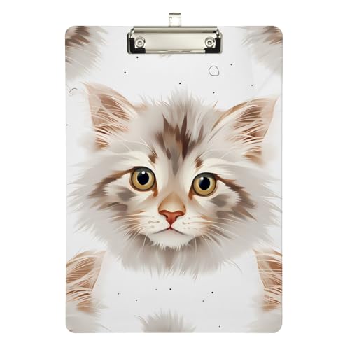 Klemmbrett aus Acryl, weiß, süße Katzen, A4-Letter-Größe, Standard-Klemmbrett, silberfarbenes Klemmbrett, ideal für Studenten, Büro, Schule, Krankenschwestern, 31,8 x 21,6 cm Klemmbrett aus Acryl, weiß, süße Katzen, A4-Letter-Größe, Standard-Klemmbrett, silberfarbenes Klemmbrett, ideal für Studenten, Büro, Schule, Krankenschwestern, 31,8 x 21,6 cm von FJQWKLF
