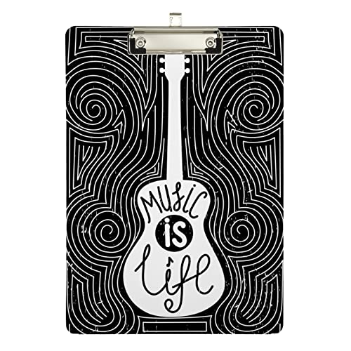 Klemmbrett aus Acryl „Music is Life, Gitarre, A4-Letter-Größe, Standard-Klemmbrett, silberfarbenes Klemmbrett, ideal für Studenten, Büro, Schule, Krankenschwestern, 31,8 x 21,6 cm Klemmbrett aus Acryl „Music is Life, Gitarre, A4-Letter-Größe, Standard-Klemmbrett, silberfarbenes Klemmbrett, ideal für Studenten, Büro, Schule, Krankenschwestern, 31,8 x 21,6 cm von FJQWKLF