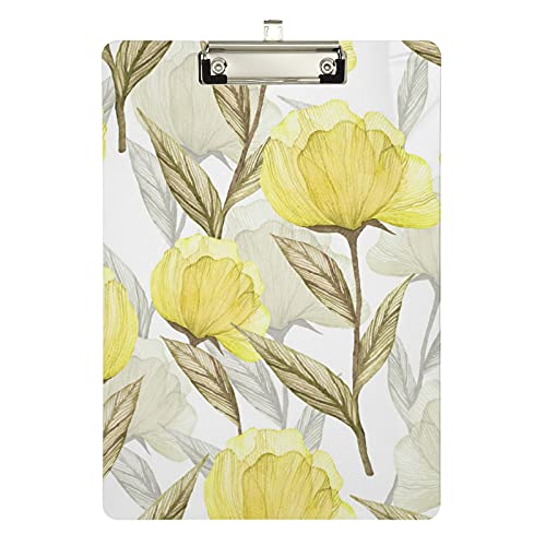 Klemmbrett aus Acryl mit Blumenmuster, gelbe Pfingstrosen, A4-Letter-Größe, Standard-Klemmbrett, silberfarbenes Klemmbrett, ideal für Studenten, Büro, Schule, Krankenschwestern, 31,8 x 21,6 cm Klemmbrett aus Acryl mit Blumenmuster, gelbe Pfingstrosen, A4-Letter-Größe, Standard-Klemmbrett, silberfarbenes Klemmbrett, ideal für Studenten, Büro, Schule, Krankenschwestern, 31,8 x 21,6 cm von FJQWKLF