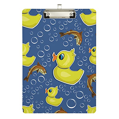 Klemmbrett aus Acryl mit Enten und Fischen, A4-Letter-Größe, Standard-Klemmbrett, silberfarbenes Klemmbrett, ideal für Studenten, Büro, Schule, Krankenschwestern, 31,8 x 21,6 cm Klemmbrett aus Acryl mit Enten und Fischen, A4-Letter-Größe, Standard-Klemmbrett, silberfarbenes Klemmbrett, ideal für Studenten, Büro, Schule, Krankenschwestern, 31,8 x 21,6 cm von FJQWKLF