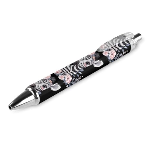 Kugelschreiber mit süßem Zebra und Blumen, 0,5 mm, personalisierbar, einziehbar, schwarzer runder Schaft, feine Spitze, für Notizbücher, Schreiben, Büro, 1 Stück Kugelschreiber mit süßem Zebra und Blumen, 0,5 mm, personalisierbar, einziehbar, schwarzer runder Schaft, feine Spitze, für Notizbücher, Schreiben, Büro, 1 Stück von FJQWKLF