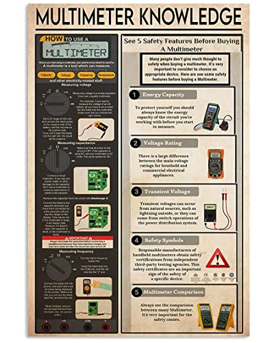 Multimeter-Wissen, Aluminium-Metall-Blechschilder, Poster, Elektriker-Referenz, Bildungshandbuch, Diagramm für Büro, Klassenzimmer, Schule, Labor, Bildung, Studium, Wanddekoration, 30,5 x 40,6 cm Multimeter-Wissen, Aluminium-Metall-Blechschilder, Poster, Elektriker-Referenz, Bildungshandbuch, Diagramm für Büro, Klassenzimmer, Schule, Labor, Bildung, Studium, Wanddekoration, 30,5 x 40,6 cm von FJQWKLF