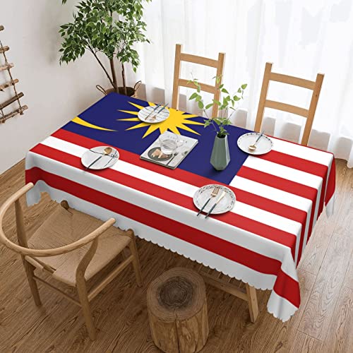 Quadratische Spitze-Tischdecke mit Flagge von Malaysia, wasserabweisender Stoff, warme und weiche Haptik für Esstisch, 137,2 x 182,9 cm von FJQWKLF