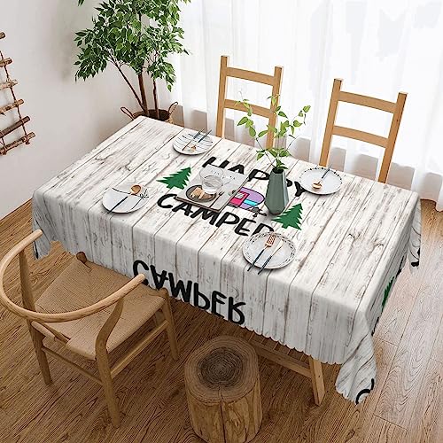 Rechteckige Tischdecke „Happy Camper, waschbare Tischdecke aus Polyester, dekorative Tischdecke für Küche, Esstisch, Partys, Camping – 137,2 x 183,9 cm Rechteckige Tischdecke „Happy Camper, waschbare Tischdecke aus Polyester, dekorative Tischdecke für Küche, Esstisch, Partys, Camping – 137,2 x 183,9 cm von FJQWKLF