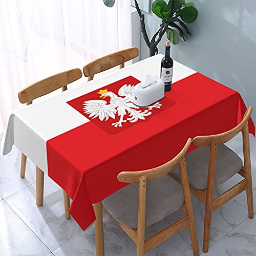 Tischdecke mit polnischer Flagge, rechteckig, 137,2 x 182,9 cm, knitterfrei, Tischdecke für Küche, Esszimmer, Bankett, weiß, 137,2 x 182,9 cm von FJQWKLF