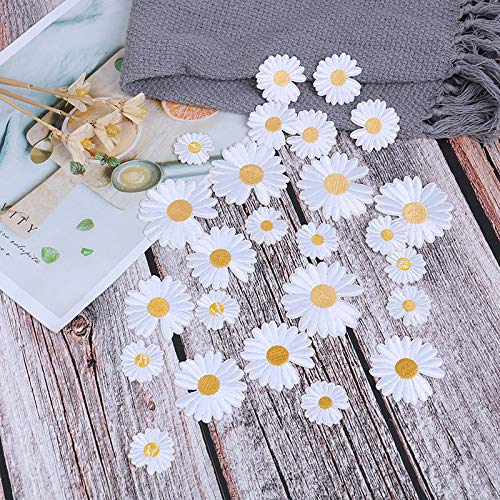 25 Stück Gänseblümchen Blumen bestickt Aufbügler Spitze Patch Milchfaser Nähen Bordüre Kleidung Hochzeitskleid Handwerk DIY von FJTANG