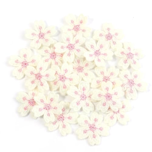 30 Stück/Los, 2,4 cm, Stickerei-Blumen-Applikationen, mehrfarbig, Kleidungsaufnäher, Aufkleber für DIY-Ornamente, Nähzubehör, Zubehör (Beige) von FJTANG