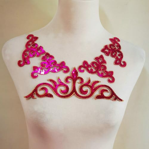 5 x Blumenapplikationen für Kleidung, DIY, Stickerei-Aufkleber, Blüte (Hot Pink) von FJTANG