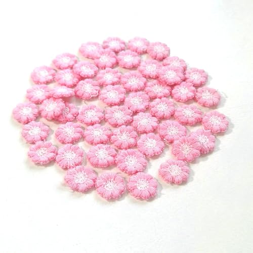 Gänseblümchen-Aufnäher, bestickt, zum Aufnähen, Applikation, Blumenmuster, Milchfaser, Nähbesatz, Kleidung, Hochzeitskleid, Basteln, DIY (Hellrosa), 50 Stück von FJTANG