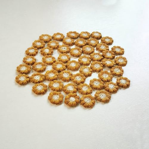 Gänseblümchen-Aufnäher, bestickt, zum Aufnähen, Applikation, Blumenspitze, Milchfaser, Nähbesatz, Kleidung, Hochzeitskleid, Basteln, 50 Stück (gelb) von FJTANG