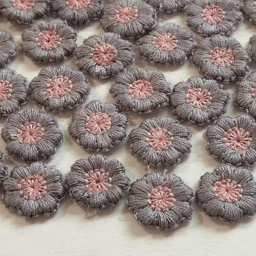 Gänseblümchen-Aufnäher, bestickt, zum Aufnähen, Applikation, Blumenspitze, Milchfaser, Nähbesatz, Kleidung, Hochzeitskleid, Basteln, 50 Stück (grau) von FJTANG