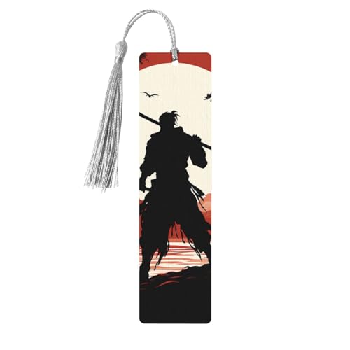 Lesezeichen aus Holz für Buchliebhaber, Samurai-Lesezeichen mit Quasten, Handwerk, Holz, Lesezeichen, Etikett, Holz, Lesezeichen, Lesezeichen, Ornamente, Geschenk für Frauen und Männer von FJWSLCH