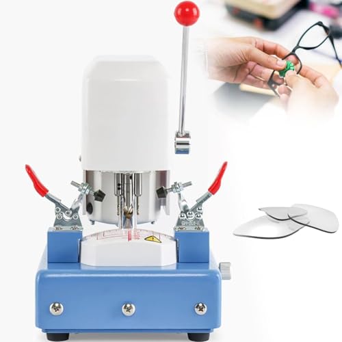 FJYAWEN Linsenschablonen-Stanzmaschine, Optische Brillenlinsen-Bohrnut-Schneidemaschine, 6000 U/Min, Brillen-Stanzwerkzeug Mit Transparenter Skala Und Abnehmbarer Basis von FJYAWEN