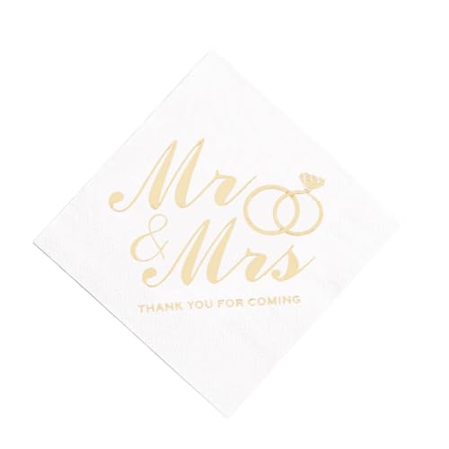 Papierservietten für Hochzeit, Verlobung, Party, Cocktail, Getränke, Dessert, Weiß, 100 Stück von FJYOURIA
