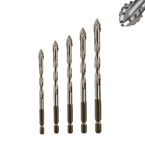 Gloryboom Neuer vierschneidiger Sägezahn-Exzenterbohrer, vierschneidige Sägezahn-Hochleistungs-Hartmetallspitze, for Stein, Glass, Beton, Holz, Ziegel, Metall(4/6/8/10/12) von FJZFXKZL