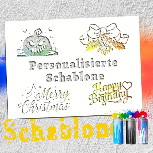 Personalisierte Sprühschablone aus PVC, Individuelle Motive & Buchstaben Schablone (A3/A4/A5/A6), Wiederverwendbare Malschablonen für Wand Textil Holz Keramik Kunststoff (Personalisierte Schablone) von FKF