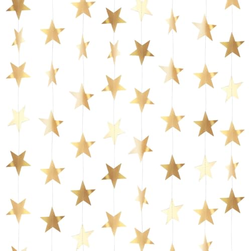 FKWKUW Goldener Stern-Papiergirlande Deko Girlande Mit Glitzer Sternengirlande Hängende Sternengirlande Für Geburtstag Hochzeit Party FKWKUW Goldener Stern-Papiergirlande Deko Girlande Mit Glitzer Sternengirlande Hängende Sternengirlande Für Geburtstag Hochzeit Party von FKWKUW