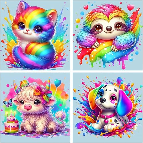 FLAJZ 4 Pack Malen Nach Zahlen Kinder, 4 Paint By Numbers Cartoon Tiere, Diy Handgemalt öLgemäLde Leinwand füR Home DéCor, füR Jungen Und MäDchen Im Alter Von 5–6–7–9–10 Jahren FLAJZ 4 Pack Malen Nach Zahlen Kinder, 4 Paint By Numbers Cartoon Tiere, Diy Handgemalt öLgemäLde Leinwand füR Home DéCor, füR Jungen Und MäDchen Im Alter Von 5–6–7–9–10 Jahren von FLAJZ