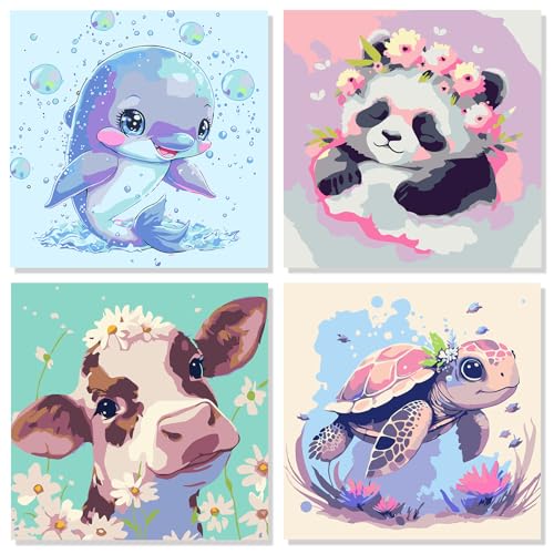 FLAJZ 4 Pack Malen Nach Zahlen Kinder, Malen Nach Zahlen Cartoon Tiere, DIY Handgemalt öLgemäLde Leinwand füR Home Dekor, füR Jungen Und MäDchen Im Alter Von 5–6–7–9–10 Jahren FLAJZ 4 Pack Malen Nach Zahlen Kinder, Malen Nach Zahlen Cartoon Tiere, DIY Handgemalt öLgemäLde Leinwand füR Home Dekor, füR Jungen Und MäDchen Im Alter Von 5–6–7–9–10 Jahren von FLAJZ