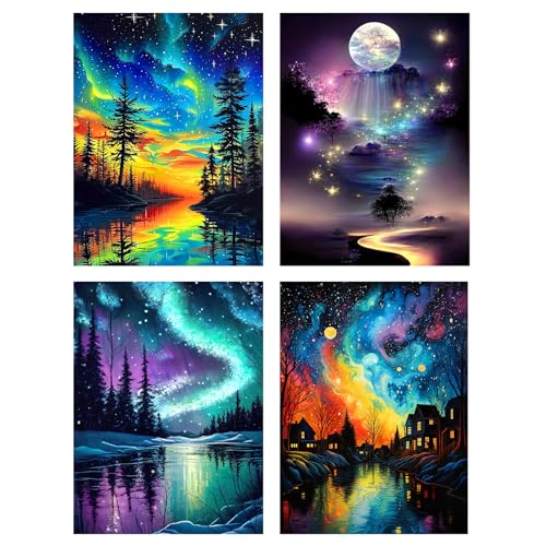 FLAJZ Diamond Painting, 4 Stück Diamond Painting Erwachsene, Diamond Painting Set für Erwachsene und Kinder, Mosaikherstellung Für Wohnzimmer, Schlafzimmer, Büro, Wand, Heimdekoration FLAJZ Diamond Painting, 4 Stück Diamond Painting Erwachsene, Diamond Painting Set für Erwachsene und Kinder, Mosaikherstellung Für Wohnzimmer, Schlafzimmer, Büro, Wand, Heimdekoration von FLAJZ