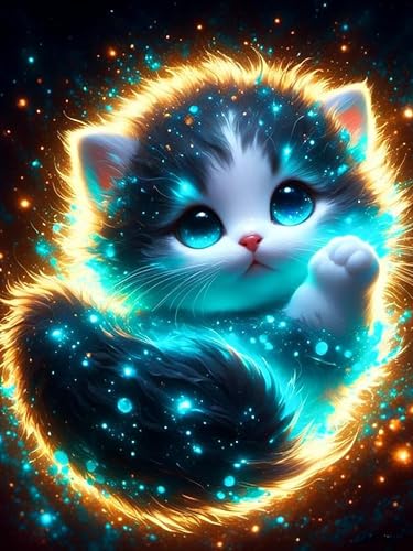 FLAJZ Diamond Painting, Katze 5D Diamond Painting Erwachsene, Diamond Painting Set für Erwachsene und Anfänger, DIY Mosaikherstellung Bastelset für Haus Wanddeko 30×40cm von FLAJZ