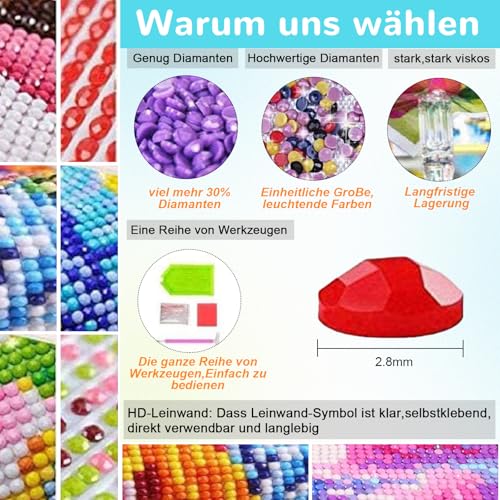 FLAJZ Diamond Painting, Meeresschildkröte 5D Diamant Painting Bilder, Diamond Painting Set für Erwachsene und Anfänger, DIY Mosaikherstellung Bastelset für Haus Wanddeko, 30x40cm von FLAJZ
