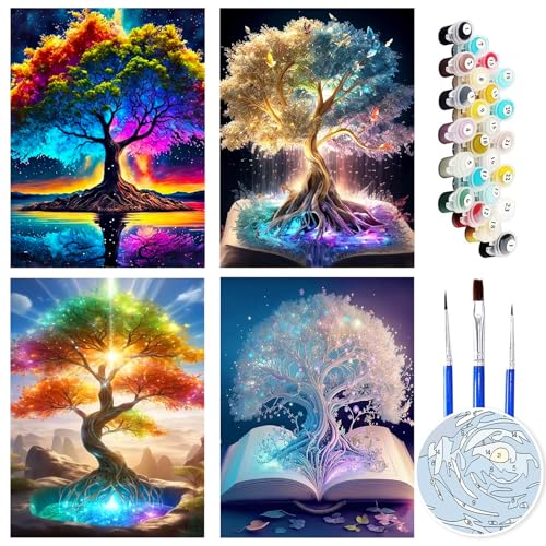 FLAJZ Malen Nach Zahlen Erwachsene, 4 Stück DIY handgemaltes Ölgemälde Set für Anfänger und Erwachsene, Acrylfarbe, Kindergemälde, kreative Heimdekoration, Geschenk, Weihnachten FLAJZ Malen Nach Zahlen Erwachsene, 4 Stück DIY handgemaltes Ölgemälde Set für Anfänger und Erwachsene, Acrylfarbe, Kindergemälde, kreative Heimdekoration, Geschenk, Weihnachten von FLAJZ