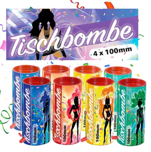 8er Tischbomben für Kinder & Jugendliche, Partypopper für Silvester und Feierlichkeiten, geprüftes Kat. F1 - Partyset 2025 von FLAME X BURN