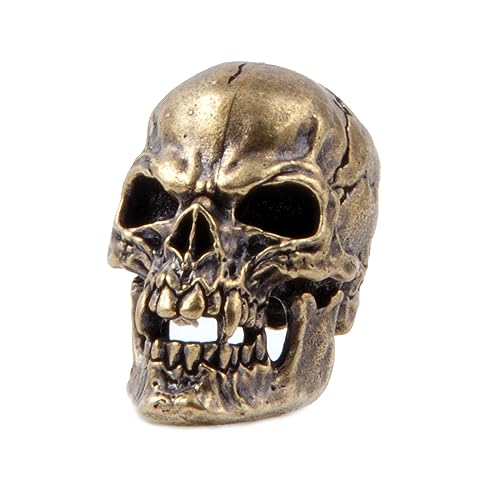 FLAMEDUKE Messer-Schlüsselband, Paracord-Perlen, Totenkopf-Charm, handgegossenes Kupfer, EDC DIY-Zubehör, Charms für Männer (FD-044-G) von FLAMEDUKE