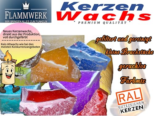 FLAMMWERK Paraffinwachs - Wachsreste für DIY Kerzen - Kerzenwachs zum Gießen - Wachsbruch - Wachsbrocken - Wachsstücke - bunter Farbix (25, Kilogramm) von FLAMMWERK