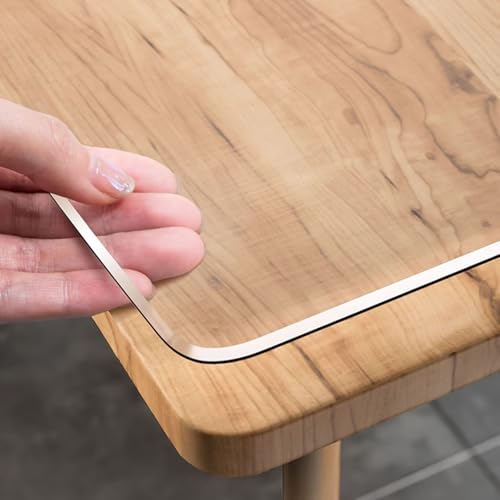 Transparente Tischschutzfolie Aus PVC, 2mm Abgerundete Ecken Und 65°-Kantenschleiftischschutzpolster, Geruchsneutrale Antibakterielle Dicke Transparente Tischdecke (130x130cm/51x51in,A) von FLAVYO