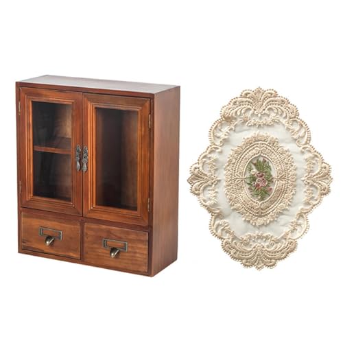 FLCPJGV Aufbewahrungsbox Als Schubladenbox Und Ordnungssystem Kompakter Aufbewahrungsschrank Und Schreibtischablage Aus Holz mit Fächern für Make Up Schmuck, 3-Gitter-doppeltür von FLCPJGV