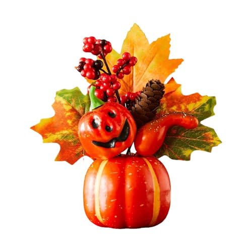 FLCPJGV Kürbis Kunstkürbis Herbstdeko Tischaufsatz Ahornblätter Schaumstoff Langlebig Und Realistisch Gestaltet für Halloween Feier Erntedankfest Home Office, Style C von FLCPJGV