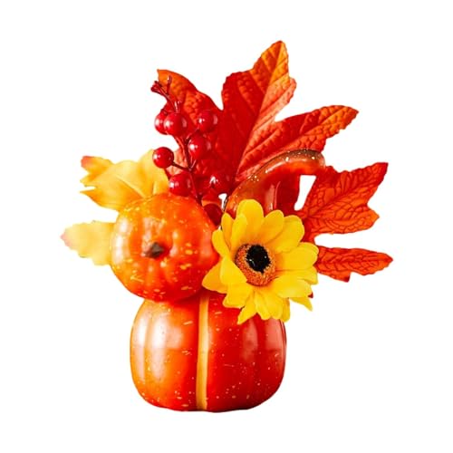 FLCPJGV Kürbis Kunstkürbis Herbstdeko Tischaufsatz Ahornblätter Schaumstoff Langlebig Und Realistisch Gestaltet für Halloween Feier Erntedankfest Home Office, Style E von FLCPJGV