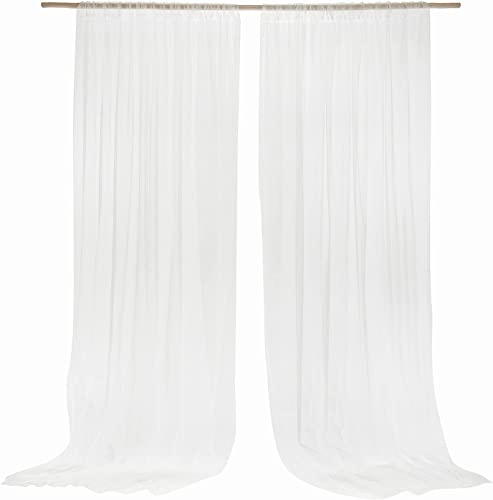 FLCSIed Chiffon-Hintergrundvorhänge, knitterfrei, durchscheinender Chiffon-Stoff, Vorhänge für Hochzeitszeremonie, Bogen, Party, Bühnendekoration, 1,5 x 3 m, Weiß von FLCSIed