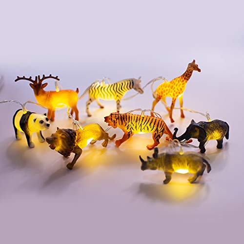 FLCSIed Lichterkette mit hellen Tieren 8 LEDs realistisch aussehende Tiere Licht Kinder Geschenk Kunststoff Spielzeug Super Spaß Dinosaurier Lichter (8 LEDs) von FLCSIed