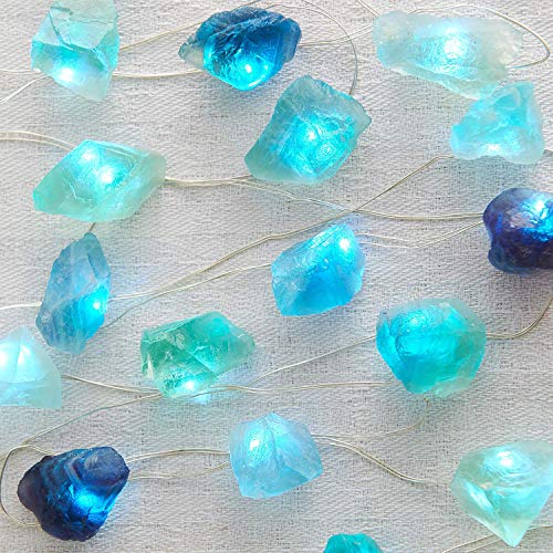 Floristlighting Natürliches Fluorit Seeglas Erz Rohe Kristallsteine LED String Light (Blau) von FLCSIed