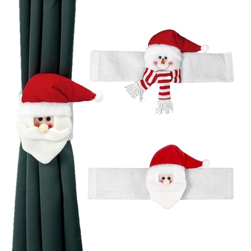 FLEAGE Weihnachtsvorhang-Schnalle 2 StückeRaffhalter für Vorhänge Weihnachten,Verstellbare Gardinenriemen für Weihnachtsvorhang Dekoration(Weihnachtsmann und Schneemann) von FLEAGE